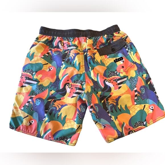 Neff Unlined Swim Trunks in a Mens Large Tropical Animal Print - Picture 2 of 7